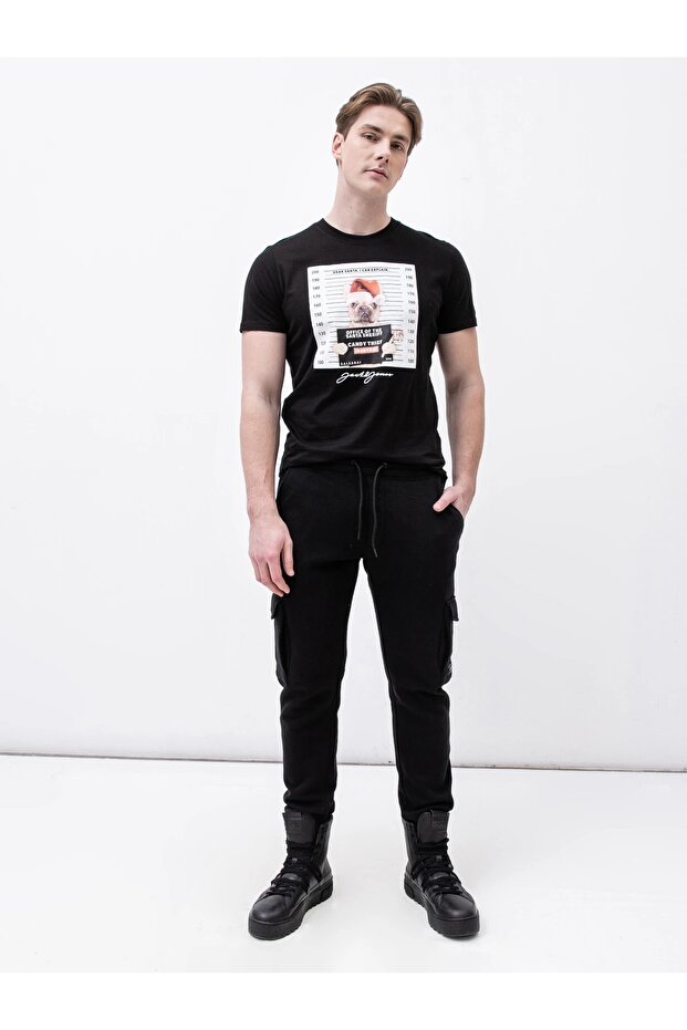 JACK JONES MEN'S T-SHIRT12198772-BLACK
