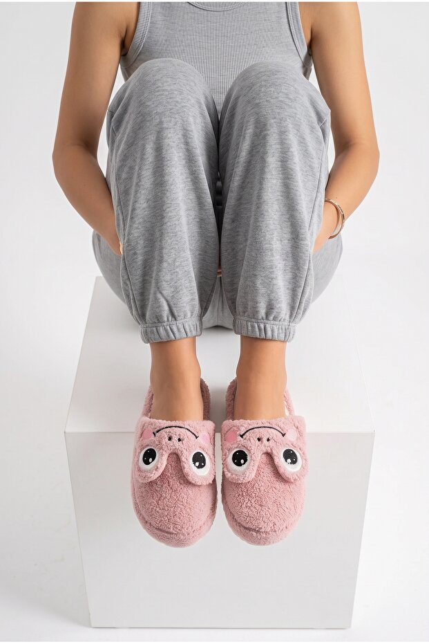 Women's Plush House Slippers with Frog Figure, Winter Warm, Closed Toe, Soft Sole, Comfortable Slippers