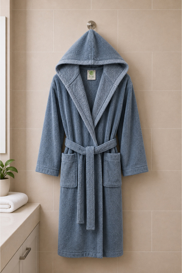 Triga Organic Fabric Hooded Bathrobe 100% Cotton Ultra Soft Textured
