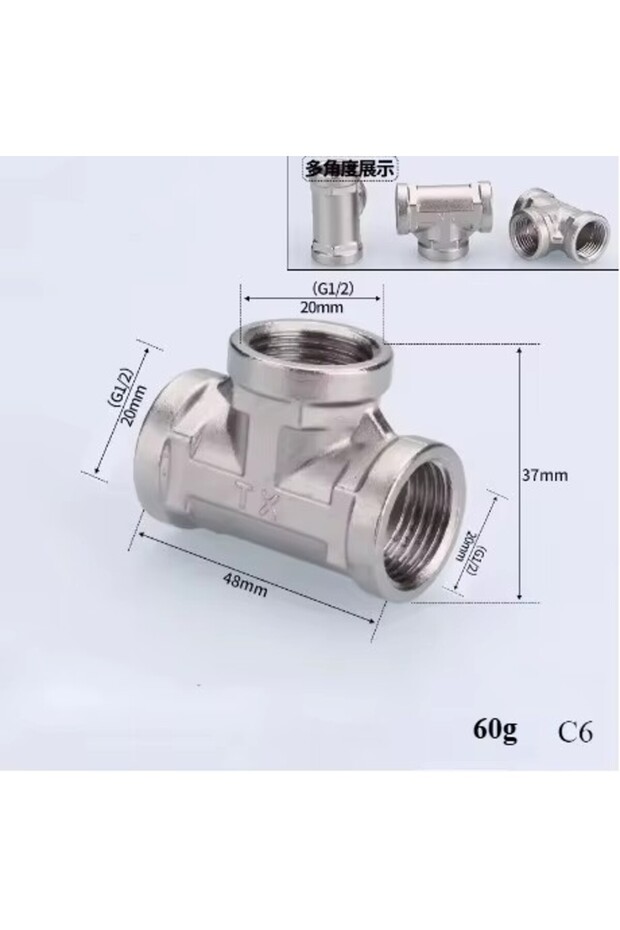 1/2" Three Female Tee 201/304 Stainless Steel 1/2", 3/4" BSP Threaded Plumbing Fittings (Reducing El