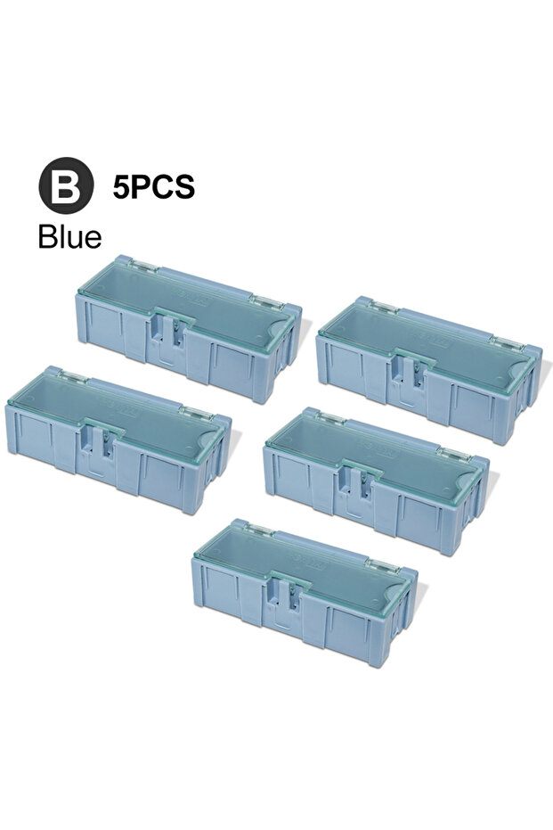 B Blue 5PCS SMD Container SMT IC Electronic Component Mini Storage Box Jewelry Case Diy Practical fo