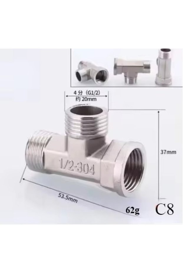 1/2" Male Male Female Tee 201/304 Stainless Steel 1/2", 3/4" BSP Threaded Plumbing Fittings (Reducin