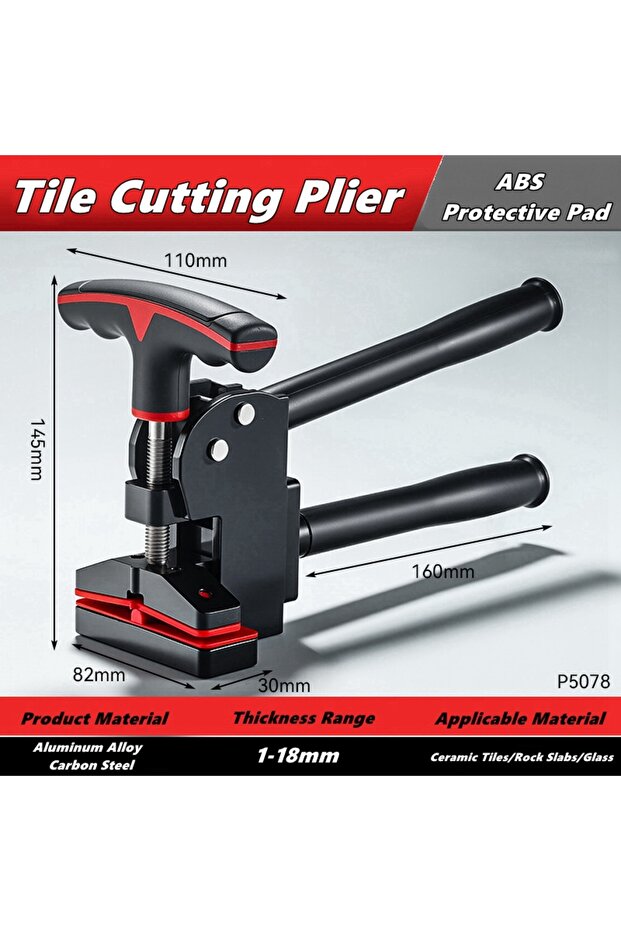 red Tile Cutting Breaking Pliers, Manually Heavy Duty Press Tile Opener With Torsion Handle, Ceramic