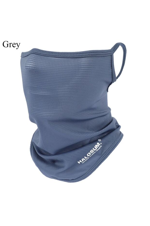 grey Full Face Mask Balaclava Breathable Sun UV Protection Summer Ice Silk Sun Protection Bike Mask