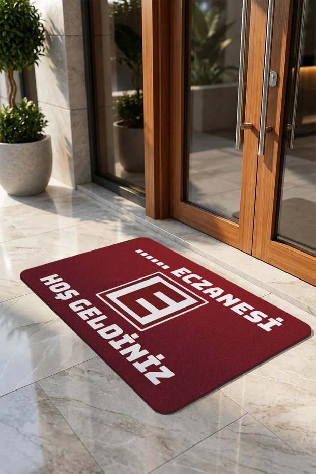 Pharmacy Logo Red Welcome Workplace Door Mat 45X70Cm Personalized for the Company