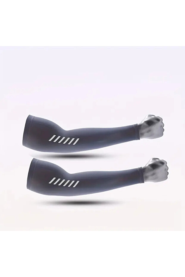 XL Dary gray 1 Pair Men's Lightweight Breathable Cooling Sports Sleeves Ice Silk Fabric Sweat-Absorb