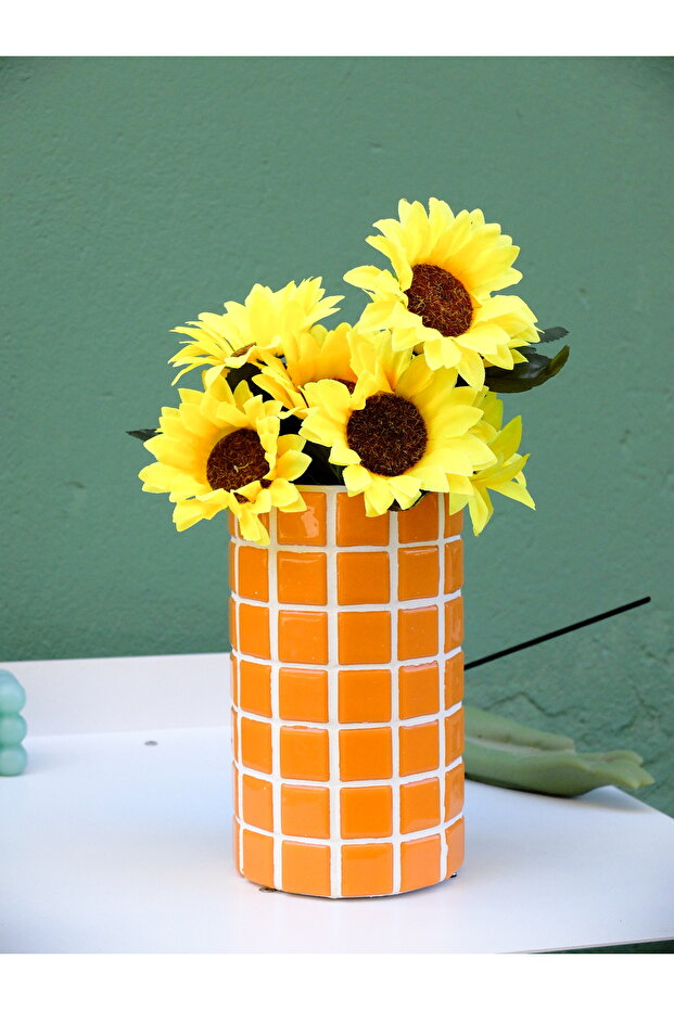Handmade Mosaic Cylinder Vase | Ceramic Material Modern Decor