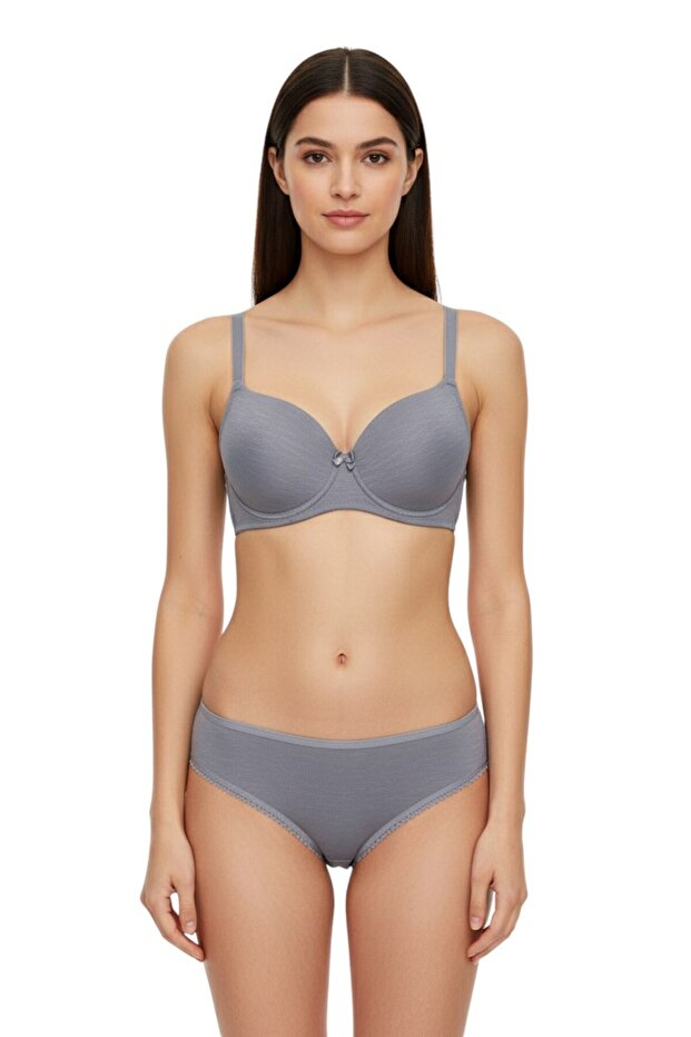Women's Gray Non-Padded Non-Marking Bra Set