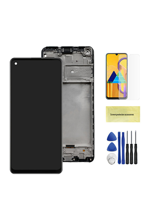 شاشة LCD سوداء مع إطار 6.5 بوصة لهاتف سامسونج A21S طراز SM-A217F/DS مع لوحة لمس رقمية بديلة