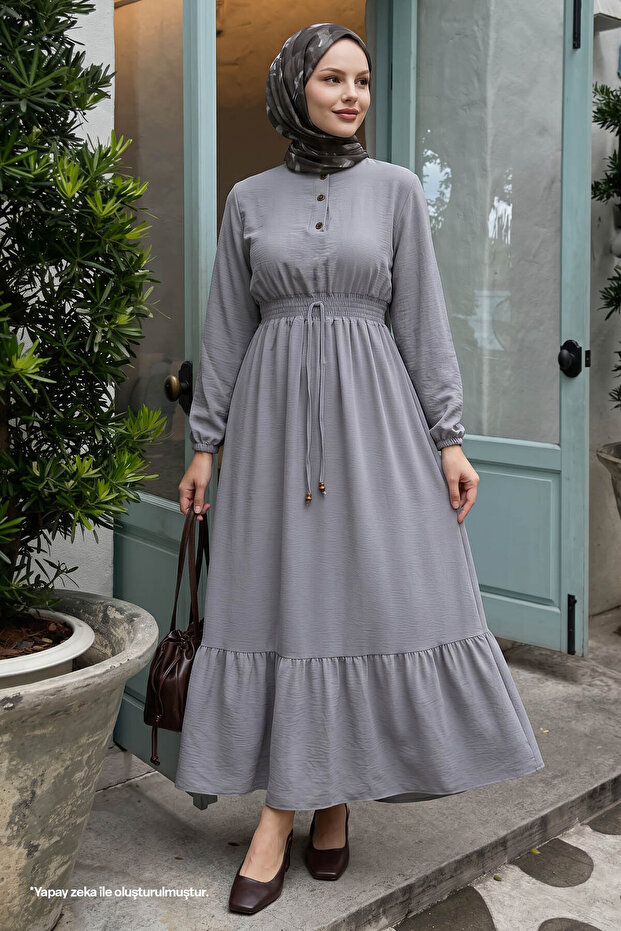 Tena Beli Elasticated Ayrobin Dress - Gray