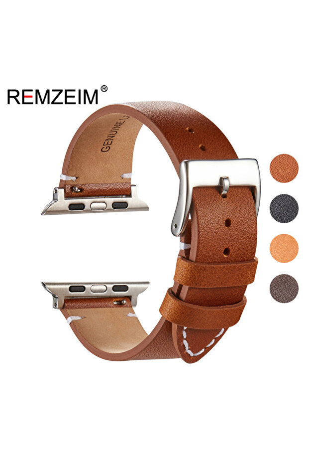 42mm 44mm 45mm 49mm Light brown-s Genuine Cow Leather Strap for Apple Watch Series Ultra 9 8 7 6 SE