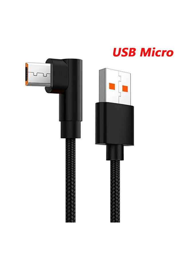 كابل USB C أسود بطول 3 متر من NNBILI بزاوية 90 درجة لشحن سريع 66 واط لهواتف OPPO وHonor