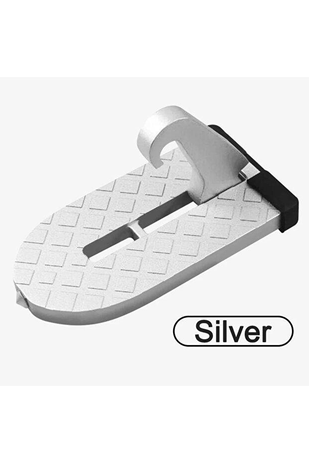 Silver Folding Door Step Roof Rack with Safety Hammer - Universal for Cars SUVs Trucks