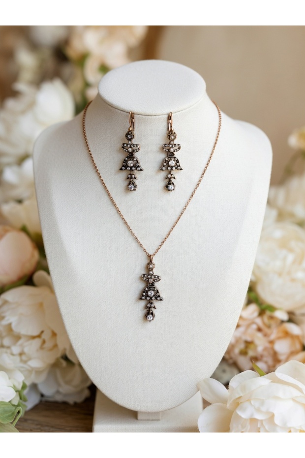 Zircon Stone Earrings and Necklace Set Authentic Design