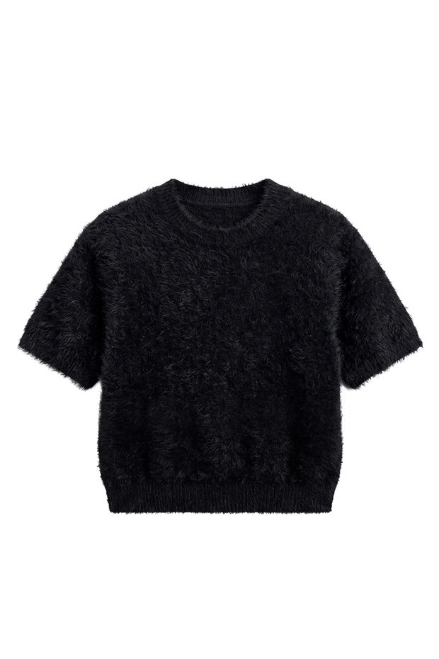 Black Soft Short Sleeve Sweater
