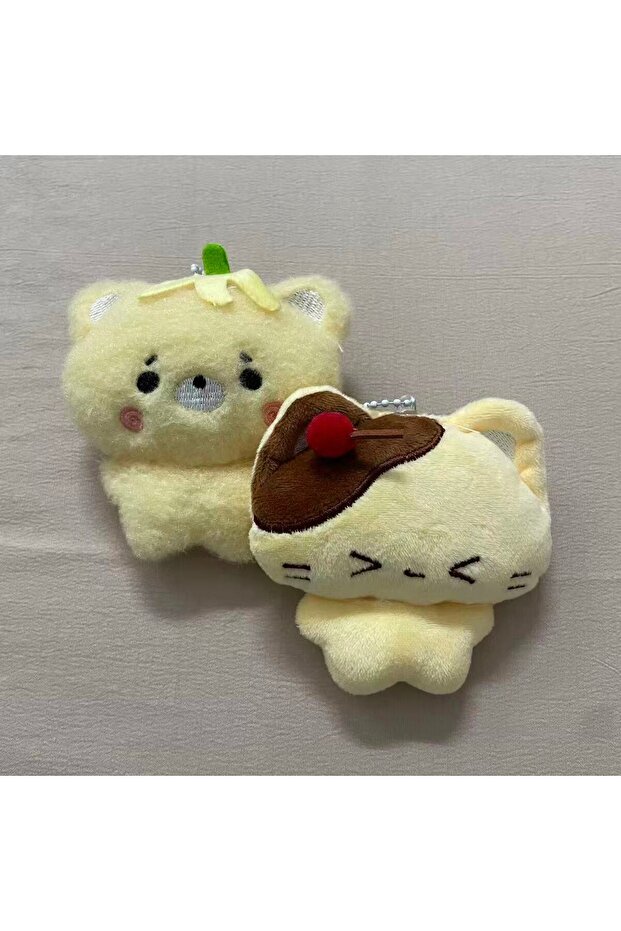 Light Grey New Cute Banana Honey Melon Bear Pendant Plush Soft Cute Keychain Backpack Phone Pendant