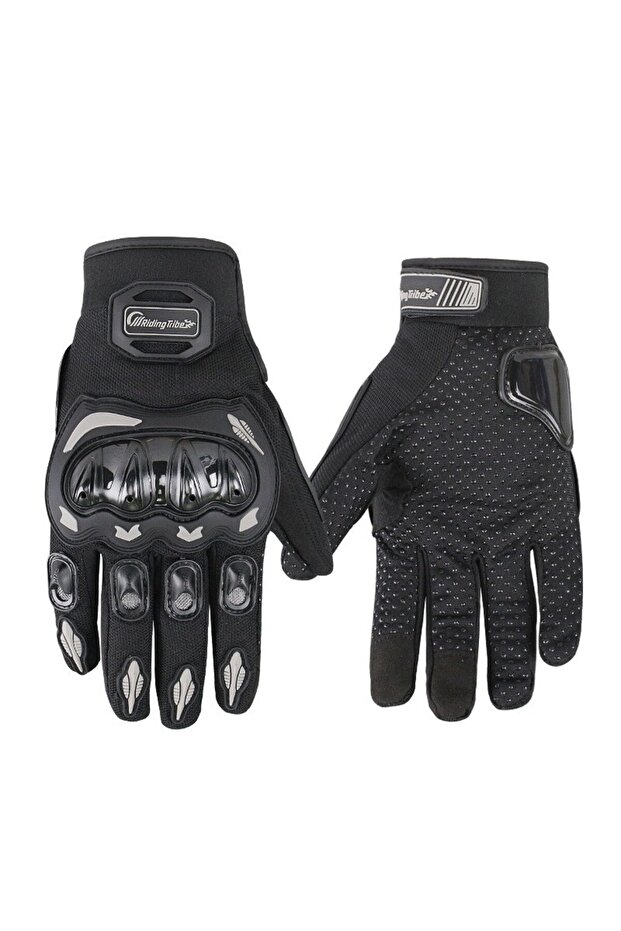 Black Motorcycle Gloves Professional Protected Touchscreen-Enabled En 13594 Certified Unisex Biker