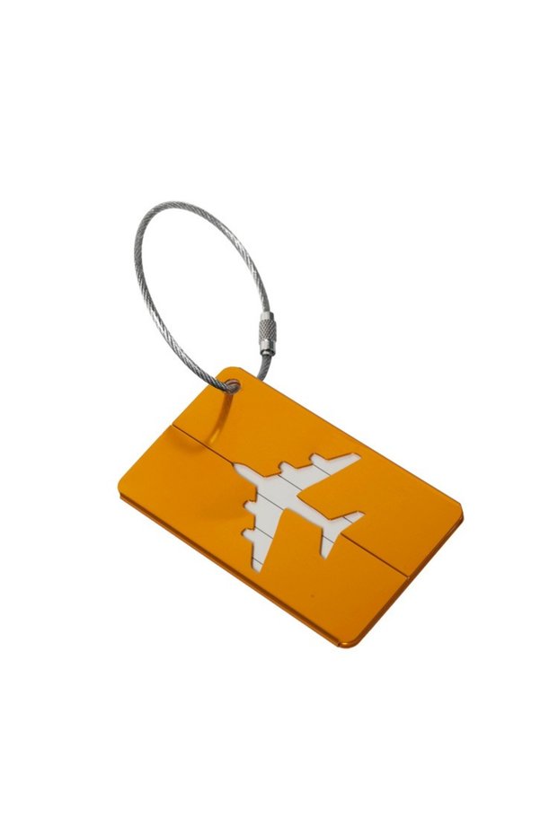 Gold Aluminium Alloy Aircraft Luggage Tag with Name Travel Luggage Tag ID Card Anti-lost Solid Colou