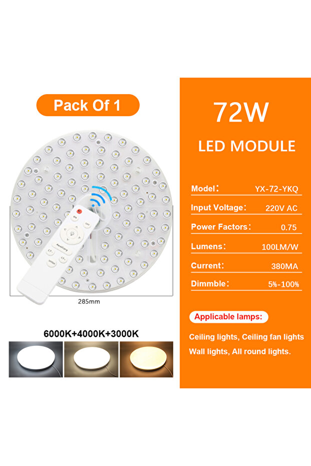 72W Dimmable Ceiling Light Replacement Led Module 220V Led Panel Dimmable 72W Round Led Light Board