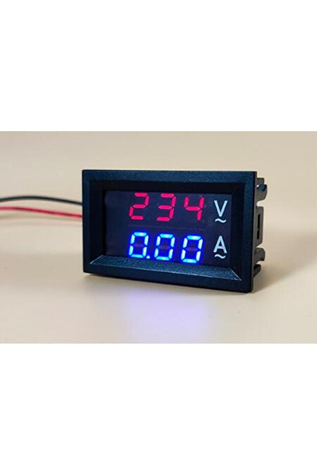 مقياس فولت وأمبير رقمي أحمر-أزرق، 100 فولت تيار مستمر، 10 أمبير، شاشة LED مزدوجة 0.28 بوصة