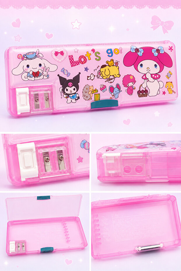 Cute Rabbit My Melody Patterned Multi-Compartment Multipurpose Pencil Case with Pencil Sharpener 23 cm Pencil Holder Pencil Box Gift