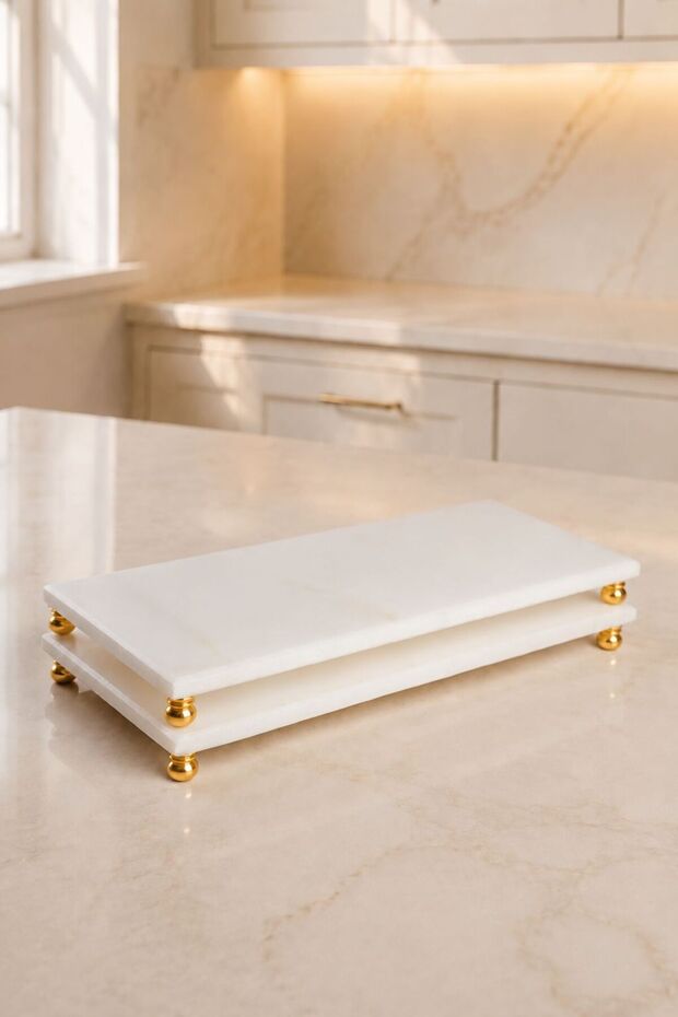 Marble Presentation Cake Presentation, 2-Piece Metal Round Leg
