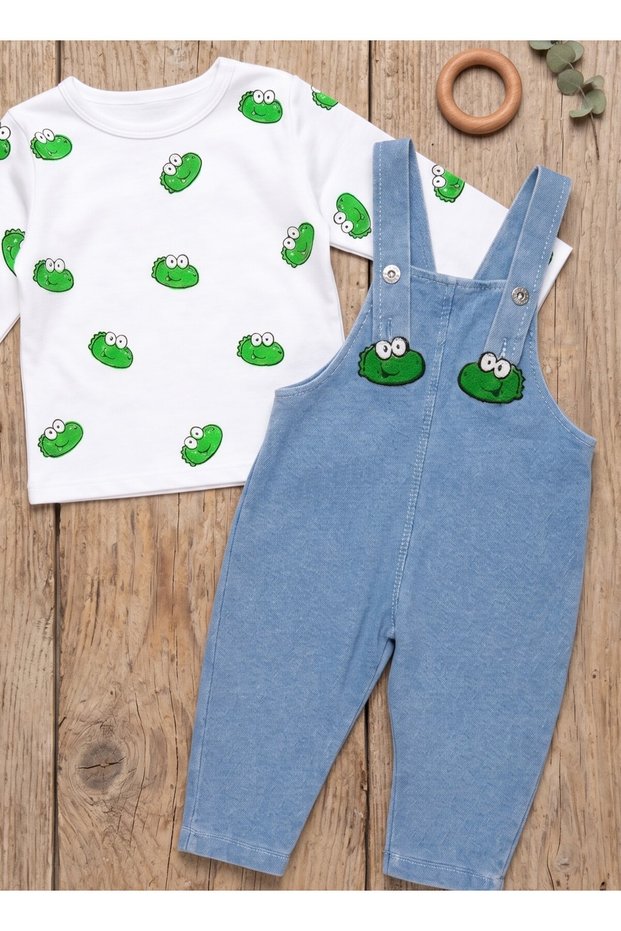 Long Sleeve Crocodile 2-Piece Salopet Transitional Unisex Baby Kids Set 6-9 Months, 9-12 Months, 12-18 Months, 18-24 Months