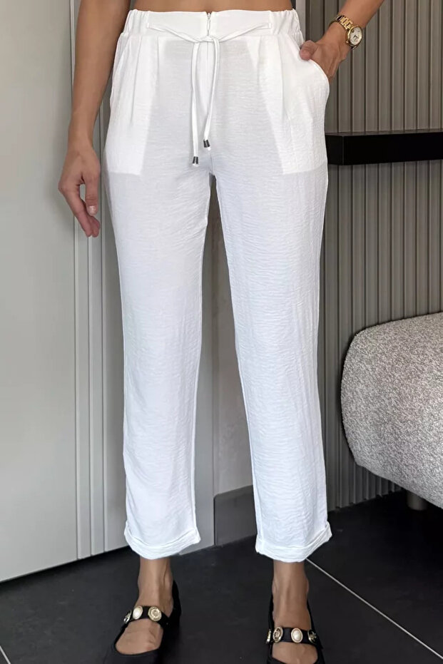 Elastic Waist Lace up Trousers