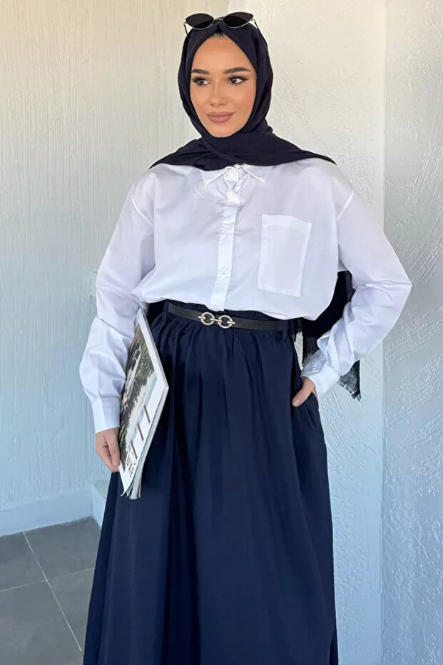 Cummerbunded Summer Hijab Dress with Pocket Detail