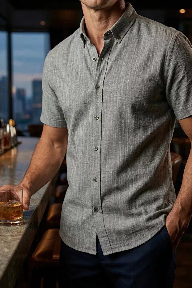 Men's Short Sleeve Linen Shirt