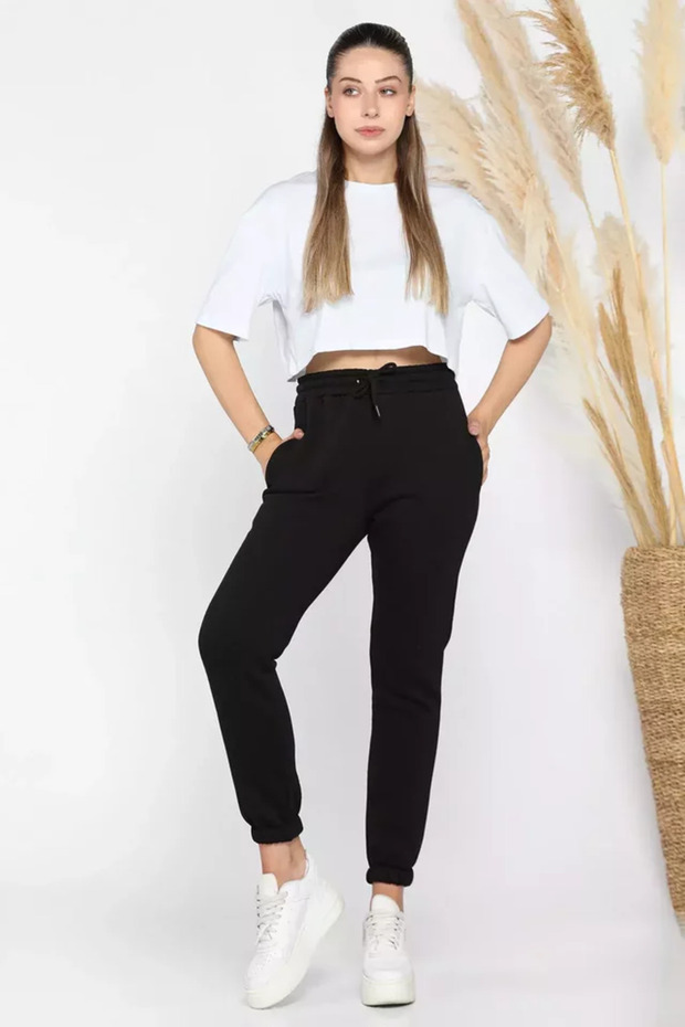 Women's Elastic Cuffed Three-Thread Sweatpants