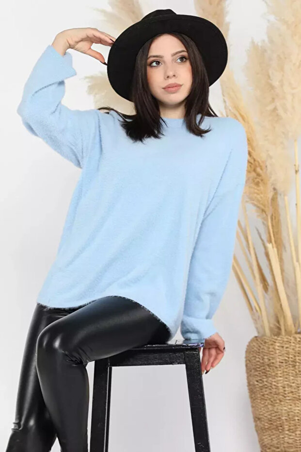 Crew Neck Women's Bearded Knitwear Sweater