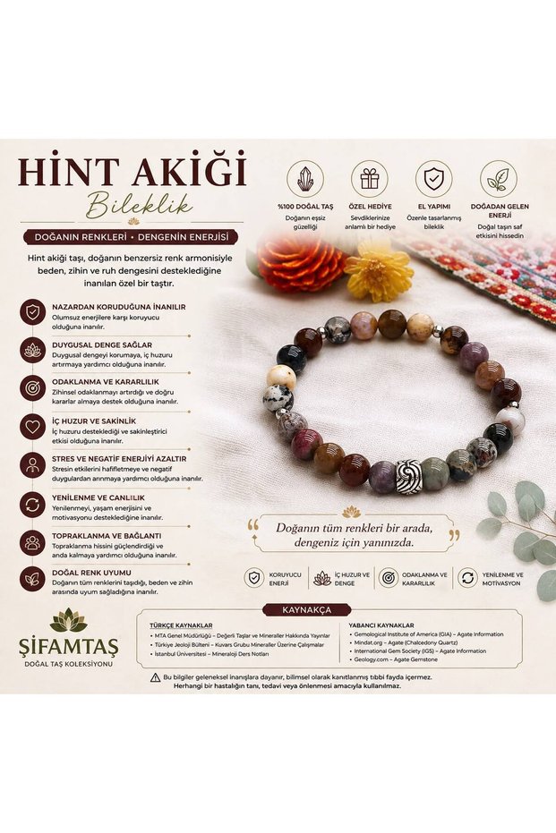 Indian Agate Natural Stone Bracelet