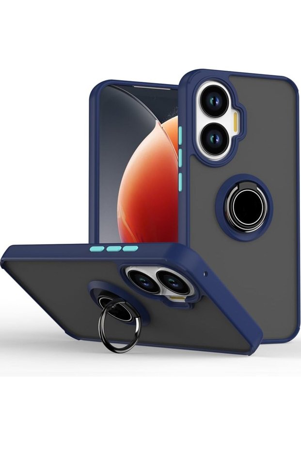 Poco F7 Compatible Case Matte Anti-Fingerprint Military Armor Cover with Colorful Keys and Ring Stand