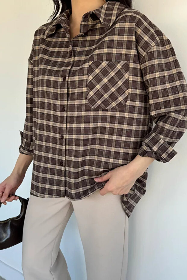 Gülseli Women's Plaid Patterned Loose Shirt