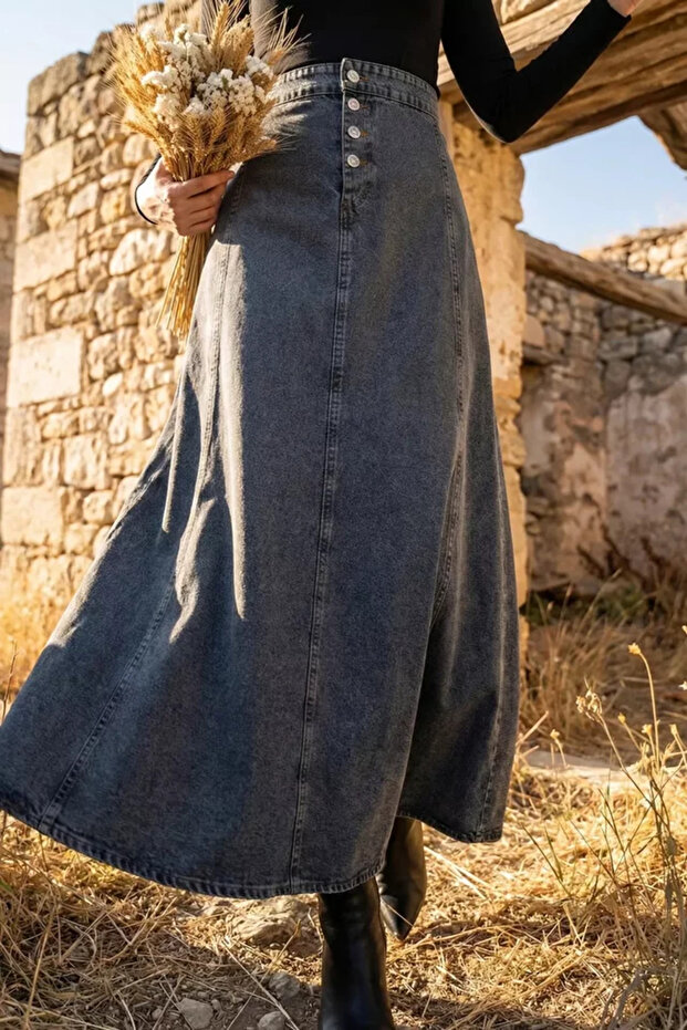 Tesettür Jean Denim Skirt