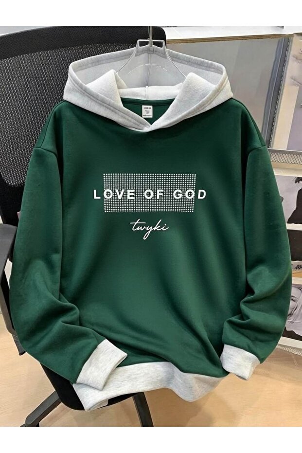 Love of God Printed Hooded Cotton Sweatshirt