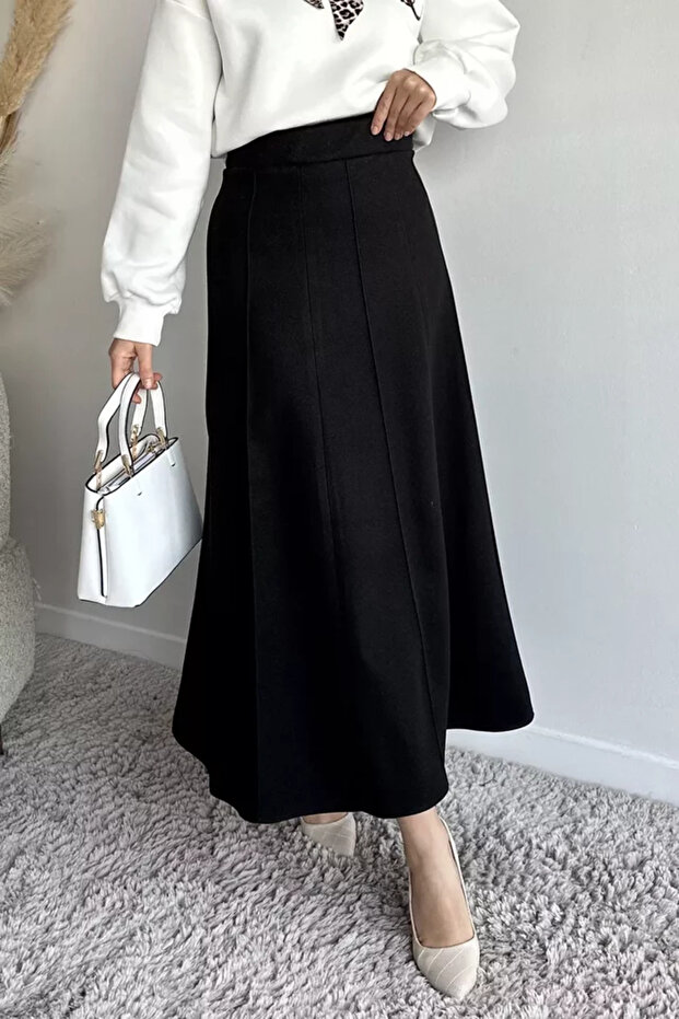 Elastic Waist Green Cashmere Hijab Skirt