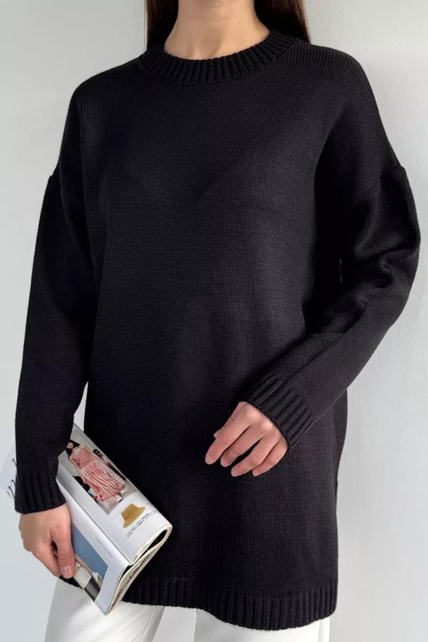 Gülseli Women's Crew Neck Slit Knitwear Tunic