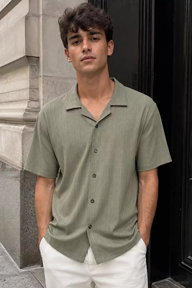 Apaş Collar Short Sleeve Men's Shirt