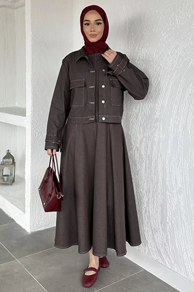 Jean Kot Jile Dress Jacket Hijab Double Set