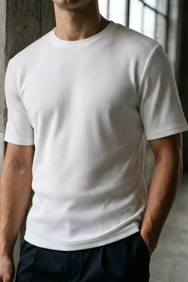 Men's Self Patterned T-Shirt