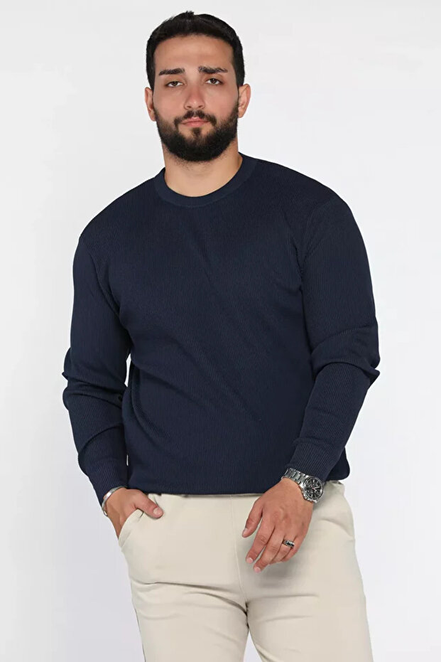 Crew Neck Patterned Men's Knitwear Sweater