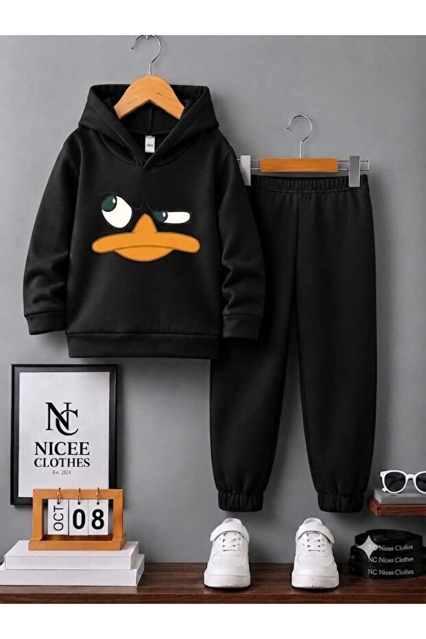 Children's Unisex Tracksuit Set (Dafi̇dak Printed Winter Set)