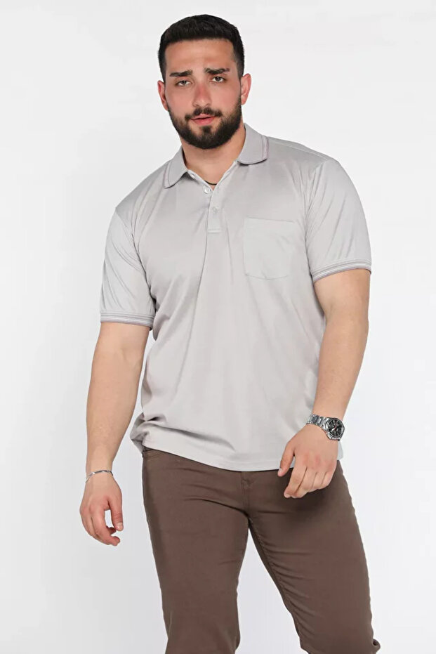 Half Button Polo Collar Pocket Men's T-Shirt