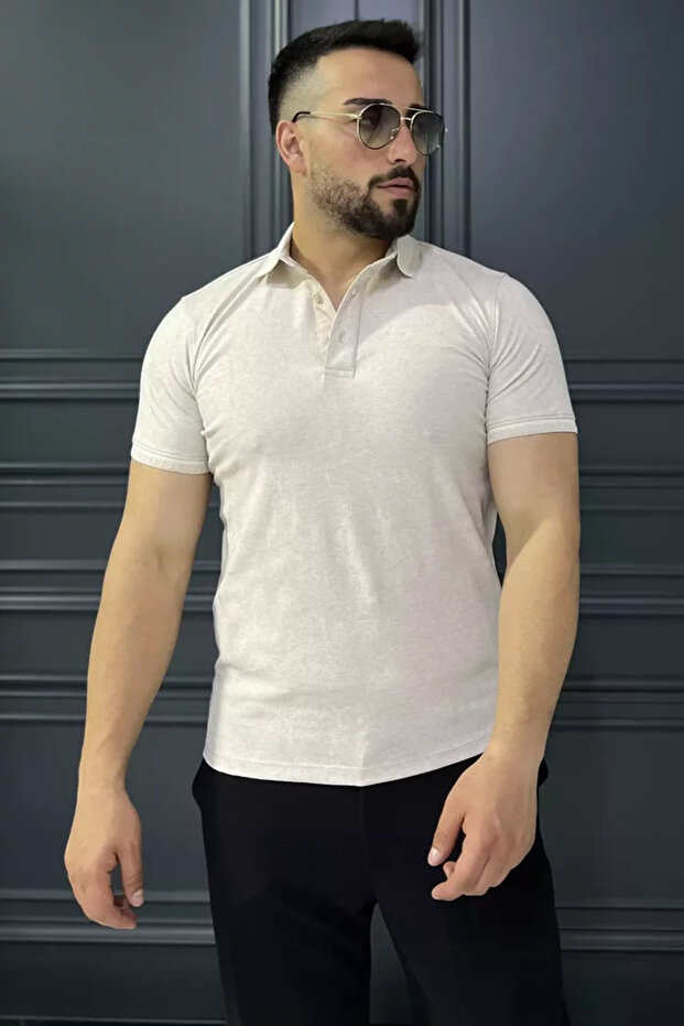 Polo Collar Men's Half Button T-Shirt