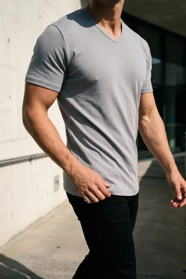 Men's V-Neck Lycra T-Shirt