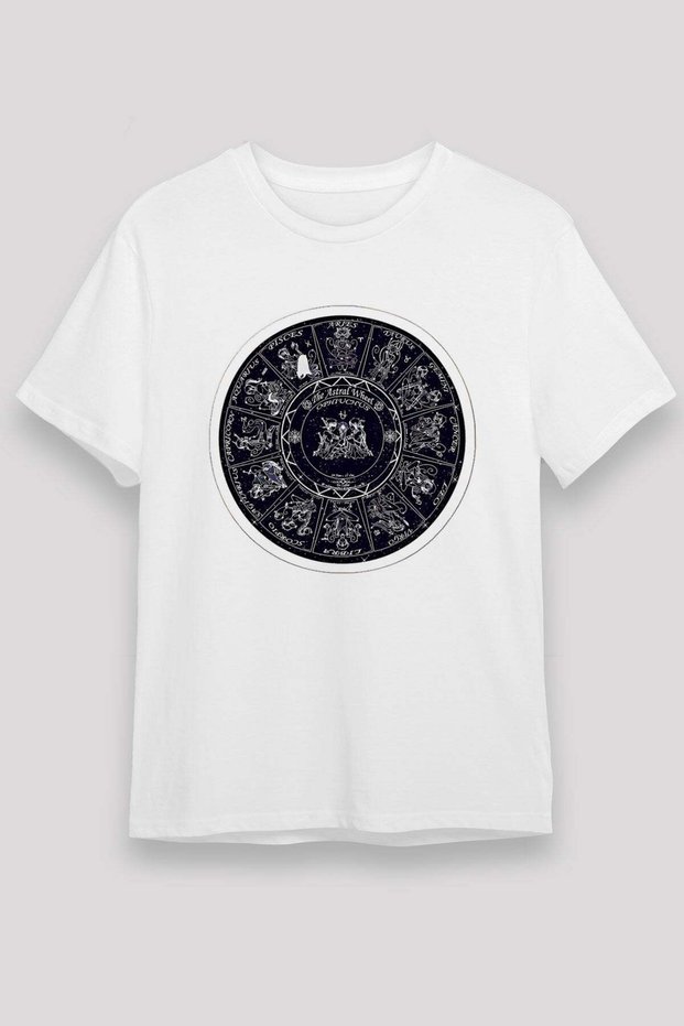 Zodiac Signs Astrology Wheel Printed T-Shirt