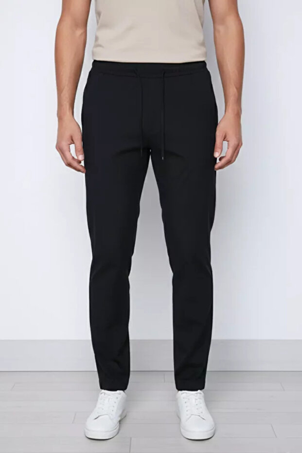 Men's Elastic Waist Lace-Up Trousers