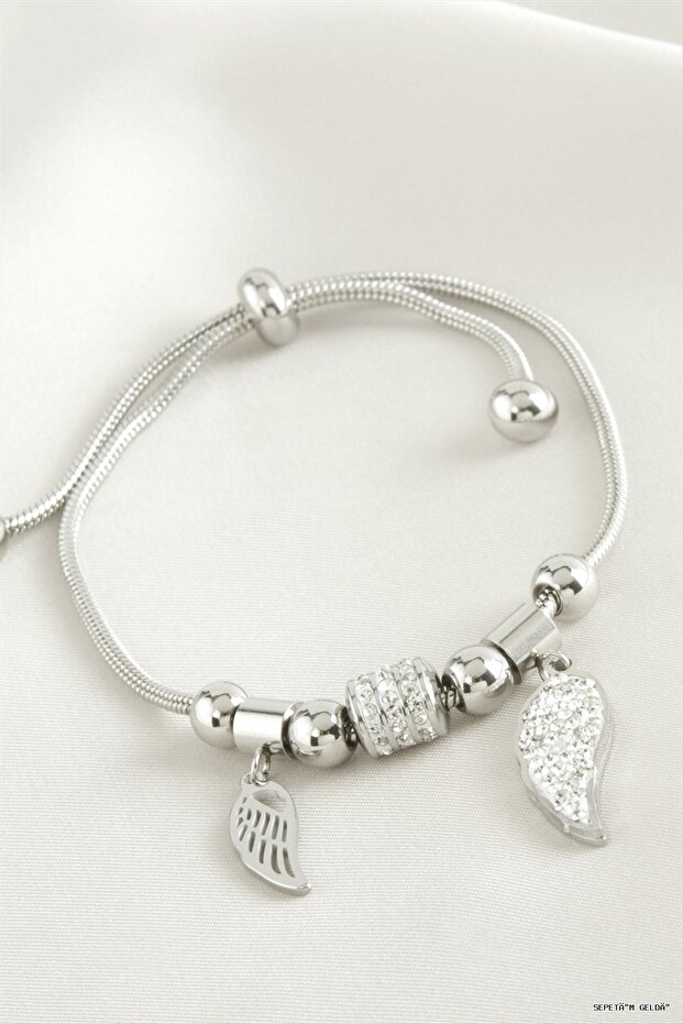 Spt-Gld at Zircon Stone Luxury Steel Bracelet (183112) Silver Color